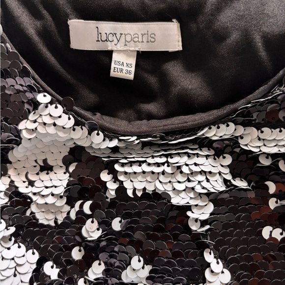 Lucy Paris Black and White Sequin Tank Top - Picture 6 of 11